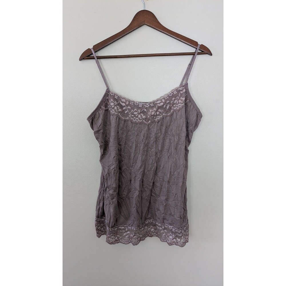 Maurices Y2K Crinkle Cami XL Lace Trim Fairy Grunge Boho Layering Tank Top